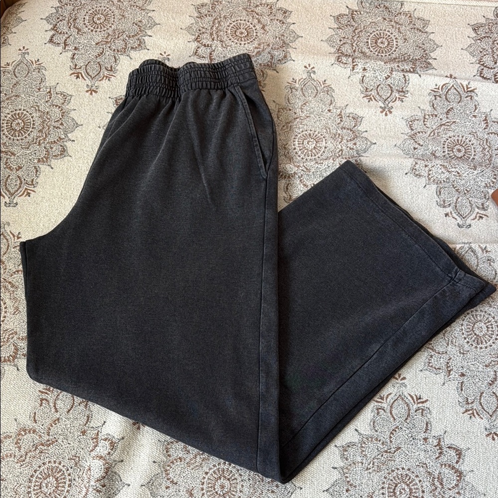 Zara Washed Black Wide Leg Sweatpants